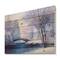 Designart - Winter Scenery With Bridge Of Meandering River III - Lake House Print on Natural Pine Wood